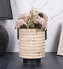 Beige Decorative Smooth Matte Finish Ceramic Cylindrical Shaped Vase