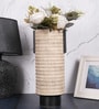 Beige Decorative Smooth Matte Finish Ceramic Cylindrical Shaped Vase
