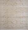 Beige Distressed Wool 8 ft x 10 ft Hand Knotted Carpet