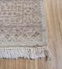 Beige Distressed Wool 8 ft x 10 ft Hand Knotted Carpet