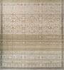 Beige Distressed Wool 8 ft x 10 ft Hand Knotted Carpet