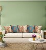 Floral Pattern Dupion Silk Beige 16x16 Inch Cushion Covers