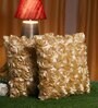 Beige Textured Polyester 16 x 16 Inches Embroidered Cushion Cover (Set of 5)