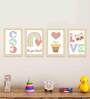Multicolour Engineered Wood (Set of 4) Art Panels