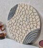 Beige Engineered Wood Handpainted 15 Inch Wall Art with 3D Textures and Grey Waves design
