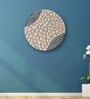 Beige Engineered Wood Handpainted 15 Inch Wall Art with 3D Textures and Grey Waves design