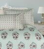 Beige Ethnic Print 180 TC Cotton King Bedhseet 2 pillow covers