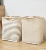 Beige Cotton 11 Ltrs Laundry Basket