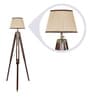 Paxton Beige Fabric Shade Tripod Floor Lamp With Wood Base