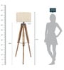 Matera Beige Fabric Shade Tripod Floor Lamp With Wood Base