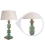 Angular Beige Fabric Shade Night Lamp With Wood Base
