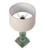 Angular Beige Fabric Shade Night Lamp With Wood Base