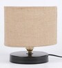 Comyo Beige Fabric Shade Night Lamp With Metal Base