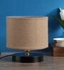 Comyo Beige Fabric Shade Night Lamp With Metal Base