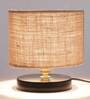 Comyo Beige Fabric Shade Night Lamp With Metal Base