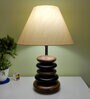 Beige Fabric Shade With Brown And Black Base Table Lamp