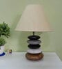 Beige Shade Wooden Stone Handmade Antique Finese Table Lamp