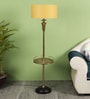 Beige Fabric Shade Floor Lamp With Black & Gold Base
