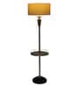 Beige Fabric Shade Floor Lamp With Black & Gold Base
