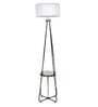 Beige Fabric Shade Floor Lamp With Black & Nickel Base