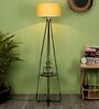 Ebenezer Beige Fabric Shade Shelf Floor Lamp With Iron Base