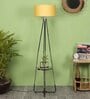 Ebenezer Beige Fabric Shade Shelf Floor Lamp With Iron Base