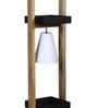 Sloping Beige Fabric Shade Shelf Floor Lamp With Wood Base