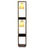 Century Beige Fabric Shade Shelf Floor Lamp With Wood Base