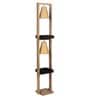 Century Beige Fabric Shade Shelf Floor Lamp With Wood Base