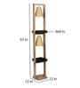 Century Beige Fabric Shade Shelf Floor Lamp With Wood Base