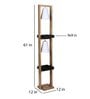 Sloping Beige Fabric Shade Shelf Floor Lamp With Wood Base
