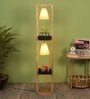 Century Beige Fabric Shade Shelf Floor Lamp With Wood Base