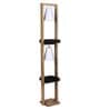 Sloping Beige Fabric Shade Shelf Floor Lamp With Wood Base