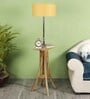 Beige Fabric Shade Floor Lamp With Brown & Nickel Base