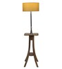 Beige Fabric Shade Floor Lamp With Brown & Nickel Base