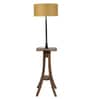 Beige Fabric Shade Floor Lamp With Brown & Nickel Base