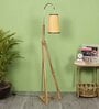 Algae Beige Fabric Shade Novelty Floor Lamp With Wood Base