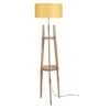 Traditional Beige Fabric Shade Shelf Floor Lamp With Wood Base