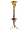 Beige Fabric Shade Floor Lamp With Brown Base