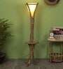 Beige Fabric Shade Floor Lamp With Brown Base