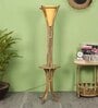 Beige Fabric Shade Floor Lamp With Brown Base