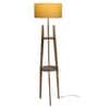 Traditional Beige Fabric Shade Shelf Floor Lamp With Wood Base