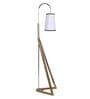 Premium Beige Fabric Shade Novelty Floor Lamp With Wood Base