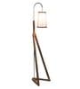 Premium Beige Fabric Shade Novelty Floor Lamp With Wood Base