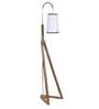 Premium Beige Fabric Shade Novelty Floor Lamp With Wood Base