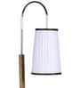 Premium Beige Fabric Shade Novelty Floor Lamp With Wood Base