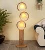 Ashley Beige Fabric Shade Novelty Floor Lamp With Wood Base
