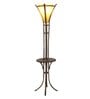 Beige Fabric Shade Floor Lamp With Brown Base