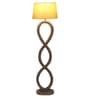 Nirvana Beige Fabric Shade Club Floor Lamp With Wood Base