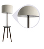 Aesthetic Beige Fabric Shade Shelf Floor Lamp With Wood Base